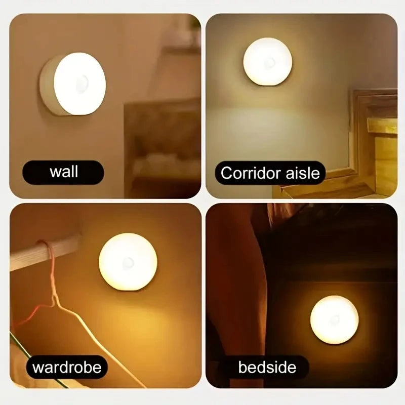 1pc Motion Sensor Night Light - Wireless LED Detector Lamp for Bedroom, Staircase, Closet, and Room Decor- TechNest