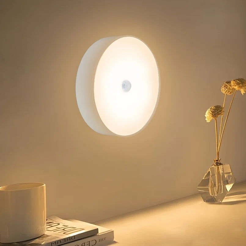 1pc Motion Sensor Night Light - Wireless LED Detector Lamp for Bedroom, Staircase, Closet, and Room Decor- TechNest