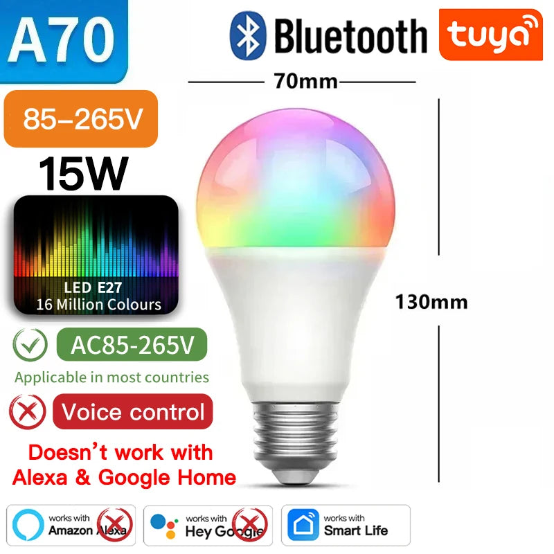 TNCE Tuya E27 Bulb Bluetooth/WIFI/Zigbee, Dimmable Light LED lamp 2700-6500k RGB, Smart Life APP, Voice with Alexa Google Home My Store