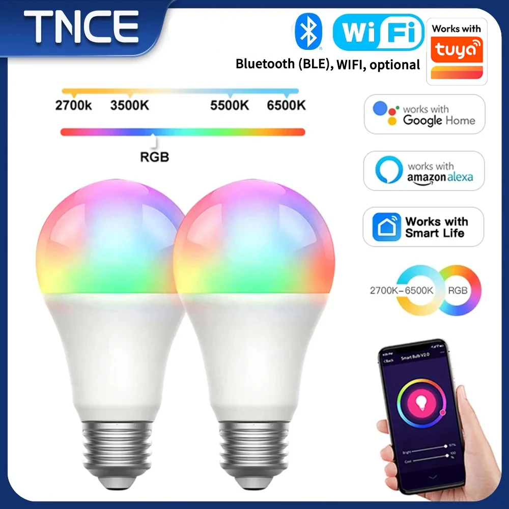 Smart E27 RGB LED Bulb – Tuya WiFi And Bluetooth | Alexa & Google Home Compatible TNCE