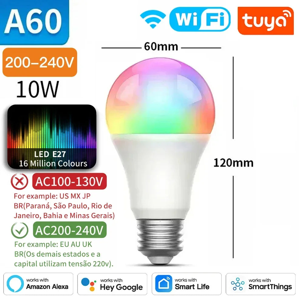 TNCE Tuya E27 Bulb Bluetooth/WIFI/Zigbee, Dimmable Light LED lamp 2700-6500k RGB, Smart Life APP, Voice with Alexa Google Home My Store