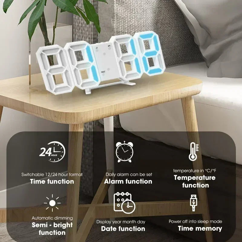 Purchase Products Clock 3D LED Digital Alarm Clock Wall Clock Time/date/temperature For Home/kitchen/office Clocks Decor Garden TechNest