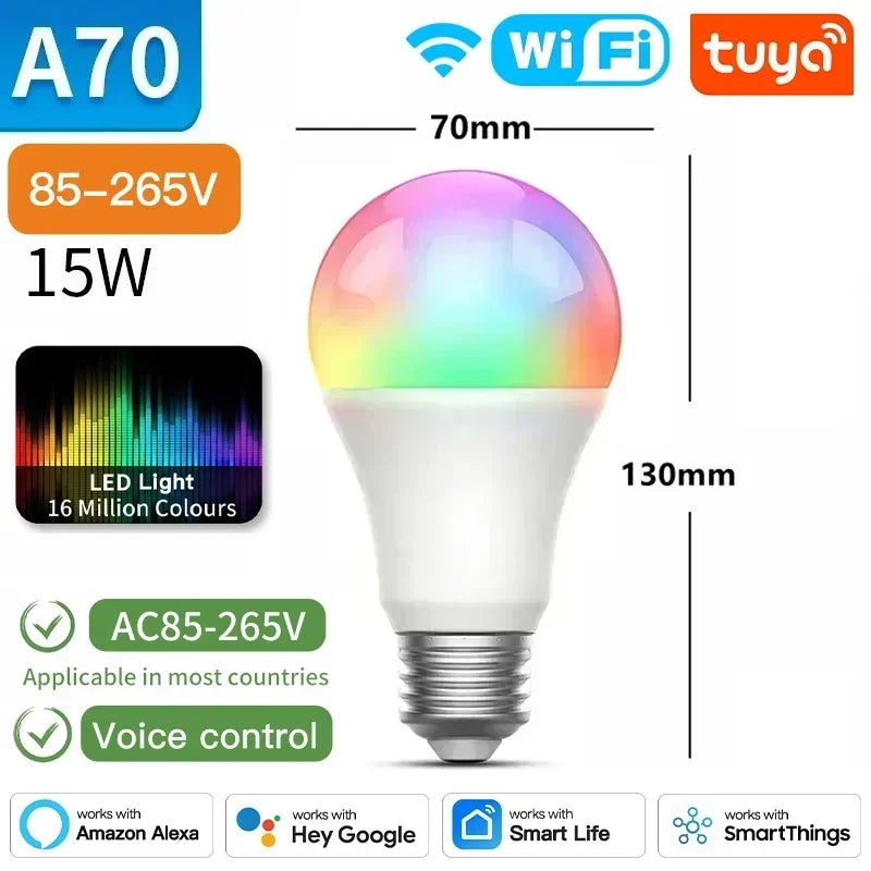 TNCE Tuya E27 Bulb Bluetooth/WIFI/Zigbee, Dimmable Light LED lamp 2700-6500k RGB, Smart Life APP, Voice with Alexa Google Home My Store