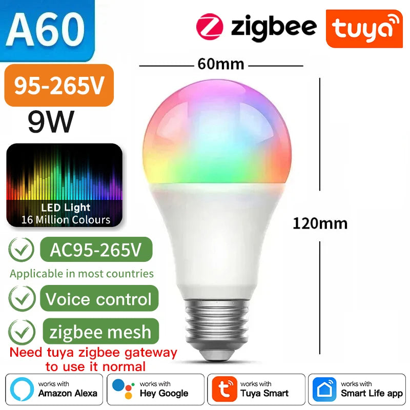 TNCE Tuya E27 Bulb Bluetooth/WIFI/Zigbee, Dimmable Light LED lamp 2700-6500k RGB, Smart Life APP, Voice with Alexa Google Home My Store