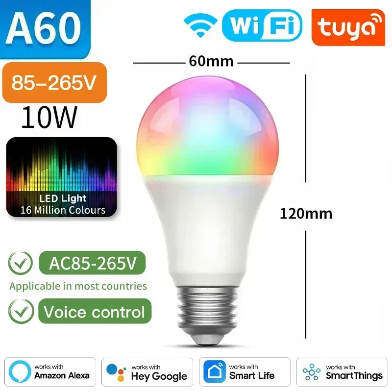 TNCE Tuya E27 Bulb Bluetooth/WIFI/Zigbee, Dimmable Light LED lamp 2700-6500k RGB, Smart Life APP, Voice with Alexa Google Home My Store