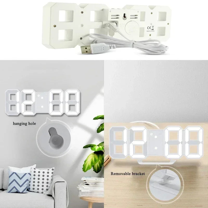 Purchase Products Clock 3D LED Digital Alarm Clock Wall Clock Time/date/temperature For Home/kitchen/office Clocks Decor Garden TechNest