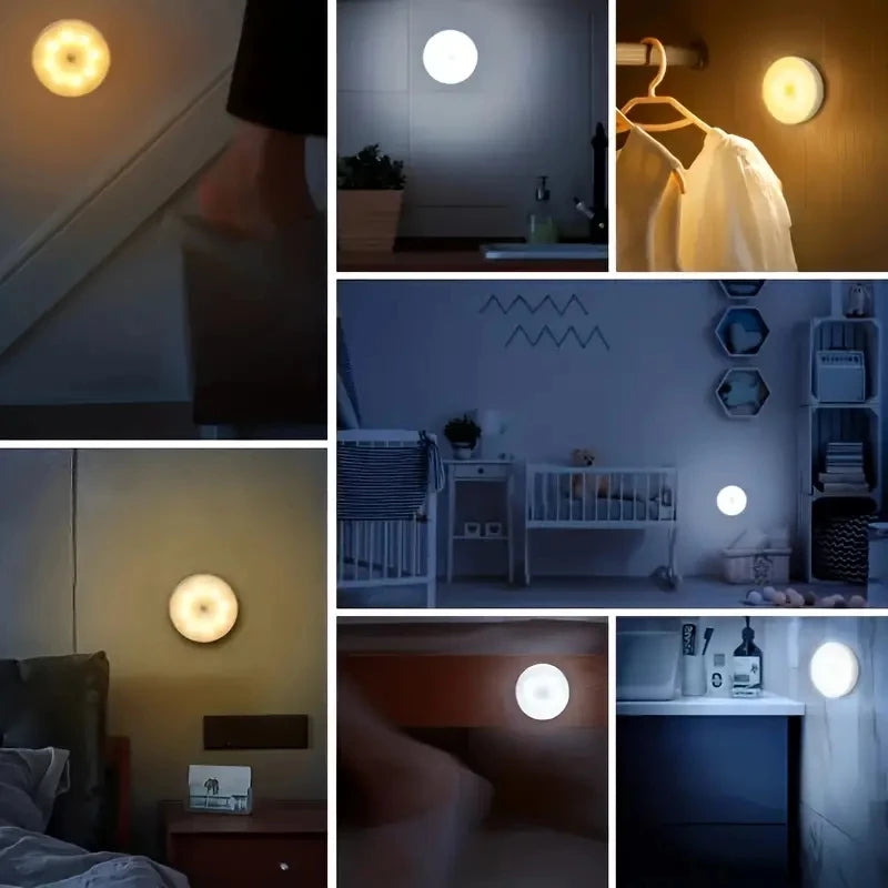 1pc Motion Sensor Night Light - Wireless LED Detector Lamp for Bedroom, Staircase, Closet, and Room Decor- TechNest