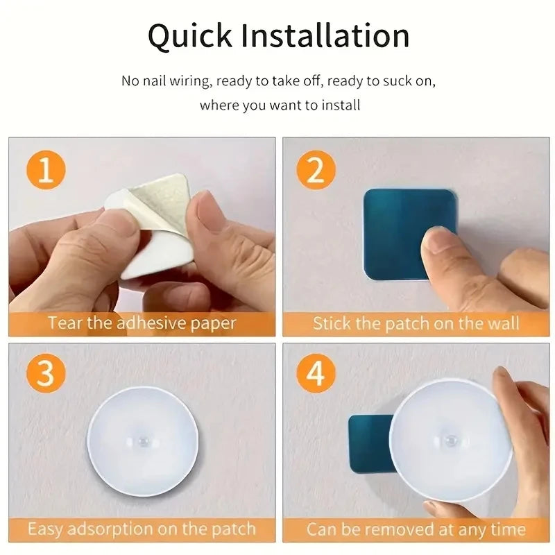 1pc Motion Sensor Night Light - Wireless LED Detector Lamp for Bedroom, Staircase, Closet, and Room Decor- TechNest
